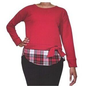 IZOD Women’s Long Sleeve Tie Front 2-Fer Sweatshirt New Red Medium